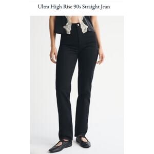 NWT Abercrombie & Fitch The 90’s Straight Ultra High Rise Black Jeans Size 29 8R